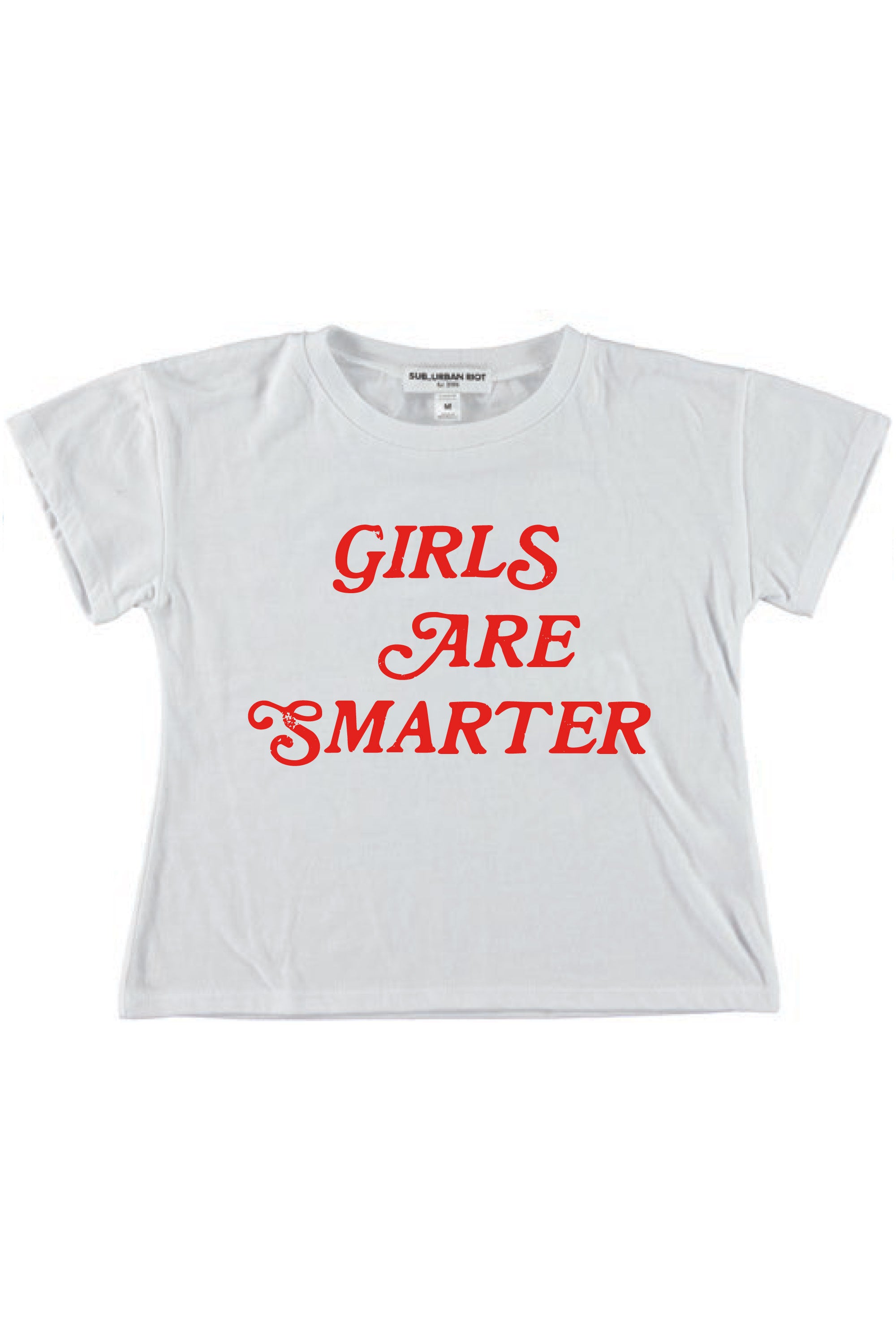 GIRLS ARE SMARTER YOUTH SIZE CROP TEE
