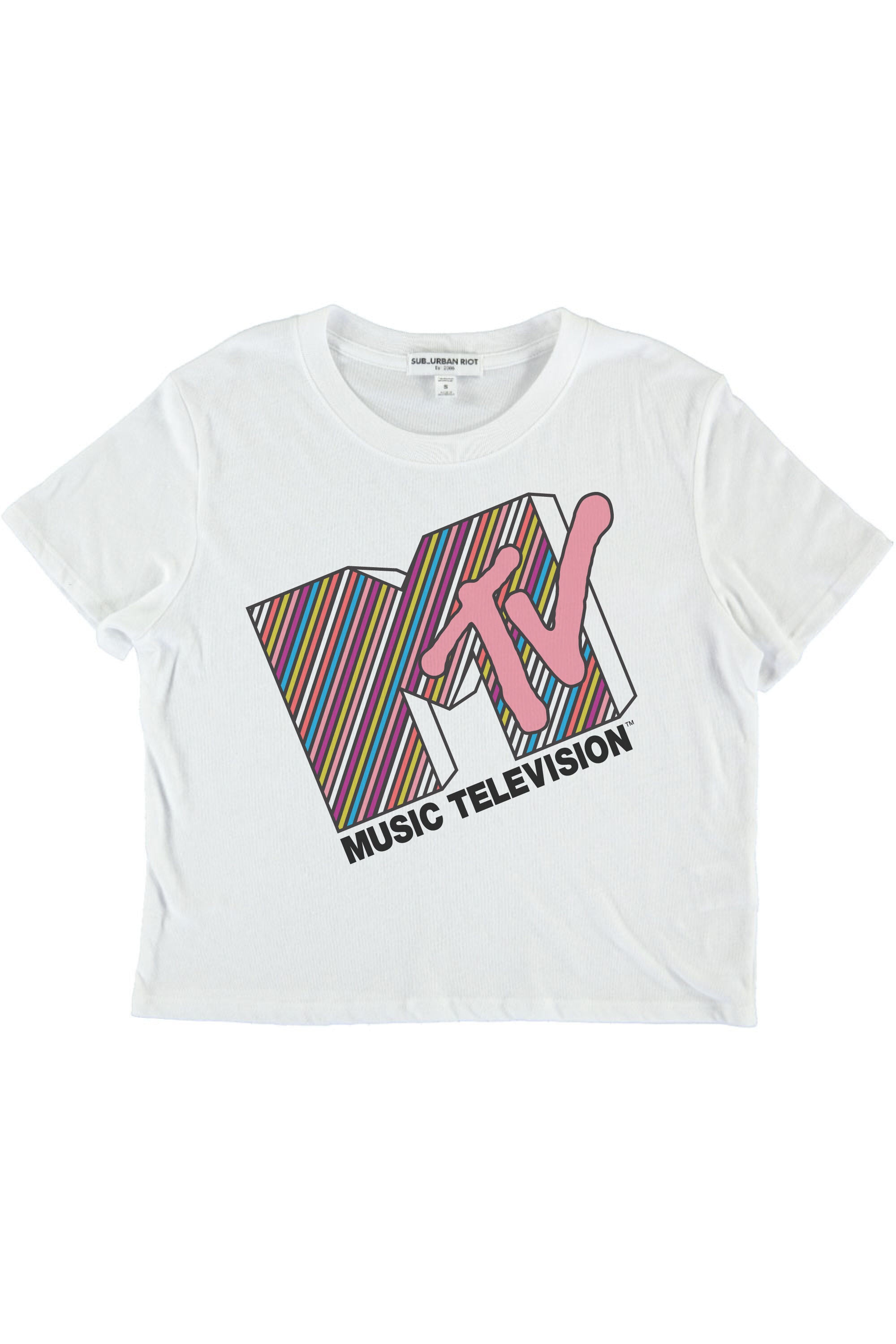 MTV STRIPES YOUTH SIZE CROP TEE