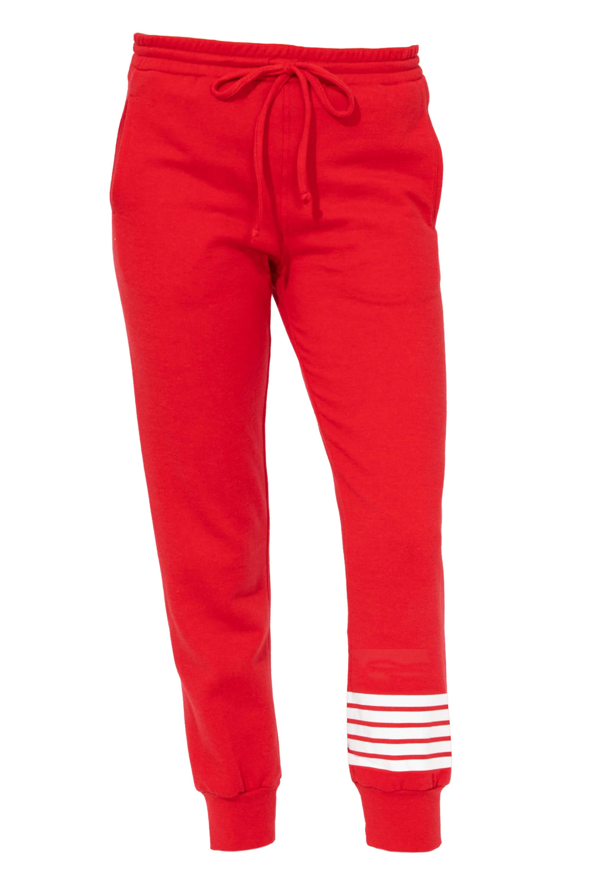 FITTED STRIPE JOGGER - CHERRY
